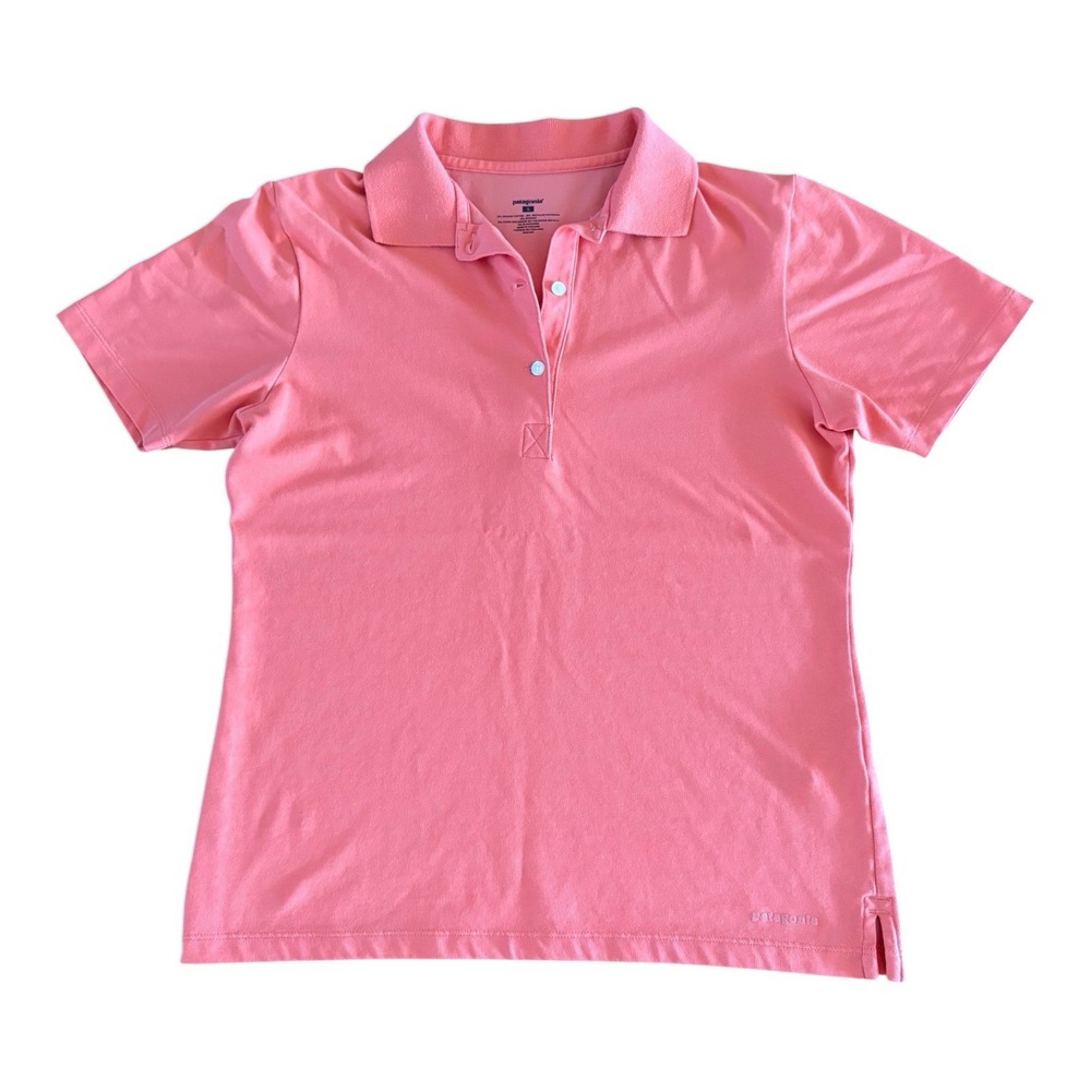 Patagonia Polo Button Down Shirt Casual‎ Golf Salmon Pink Top Women's Small